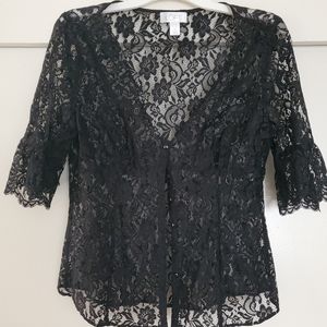 Ann Taylor LOFT lace 3/4 flutter sleeve blouse